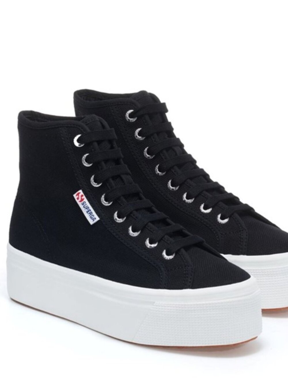 Superga 2708 High Top Platform Sneakers Lace Up Black Size 38 US 7.5 NEW - Picture 9 of 9